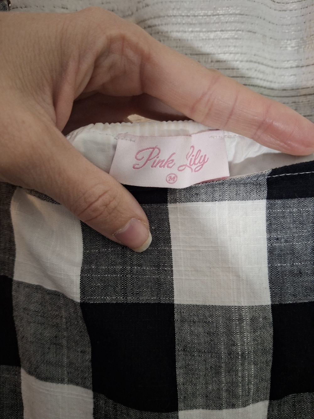 Pink Lily Black & White Checked Tiered Sundress - Picture 2 of 6